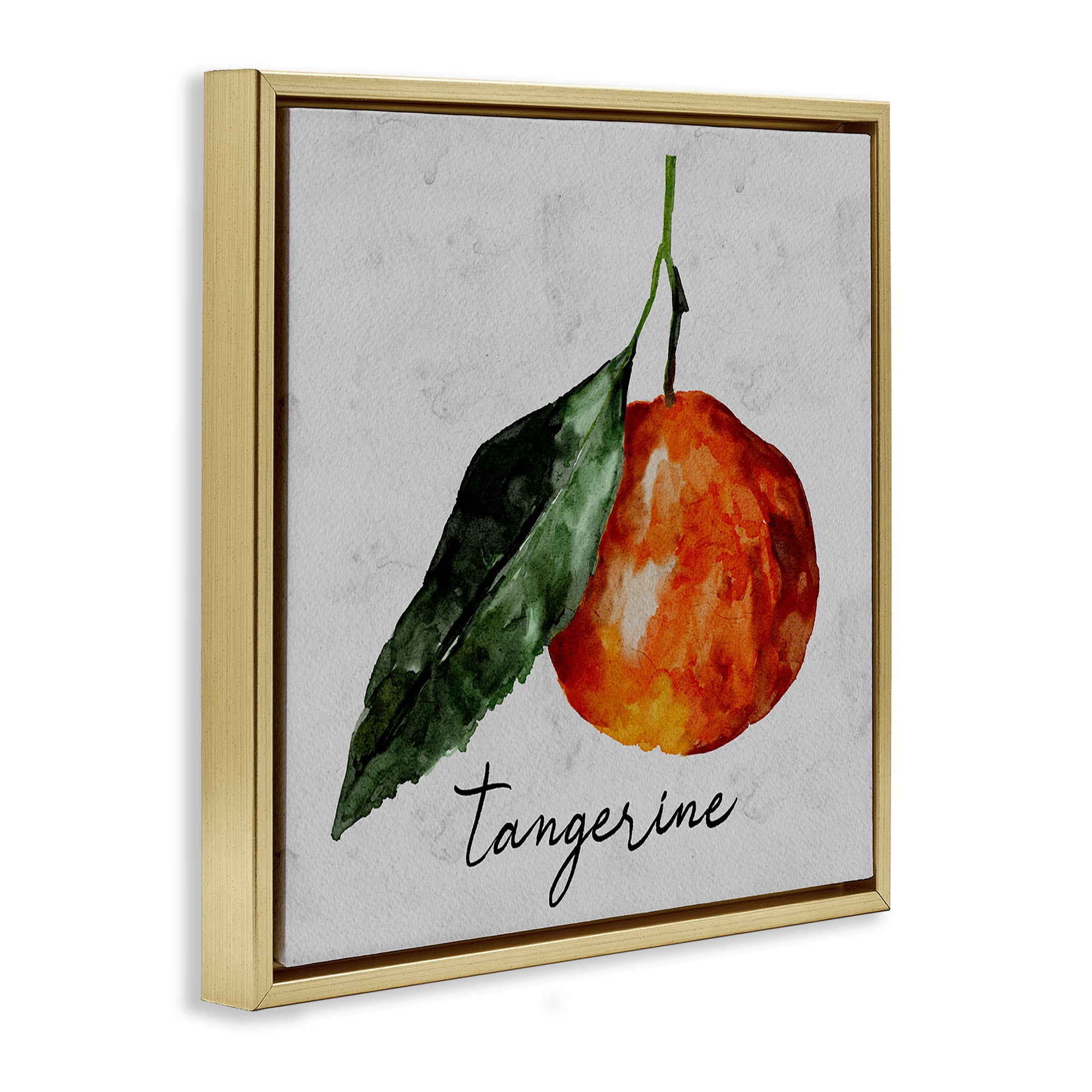 Stupell Industries Vintage Tangerine Fruit Food & Beverage Painting Gold Floater Framed Canvas Art Print Wall Art, 25 x 25