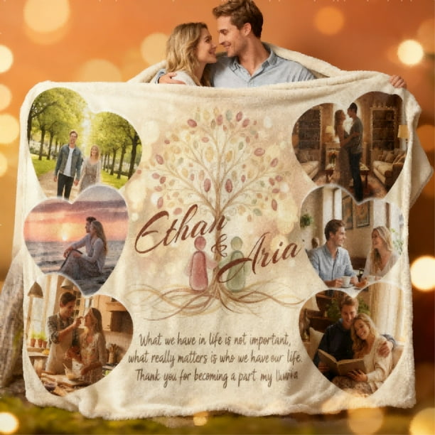 Ireezec Custom Photo Blanket Personalized Fleece Throw with Pictures for Family Christmas Gifts Warm Soft Bedding Decor for Couples Adults Home Use