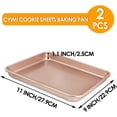 thumbnail image 2 of fafa-Baking Pans Set of 2, Cookie Sheets Baking Pan Set, Nonstick Toaster Oven Pan Set for Baking, Heavy Duty Carbon Steel Non-Toxic Oven Replacement Cookie Tray for Kitchen Bakery, Gold, 11" x 9", 2 of 4
