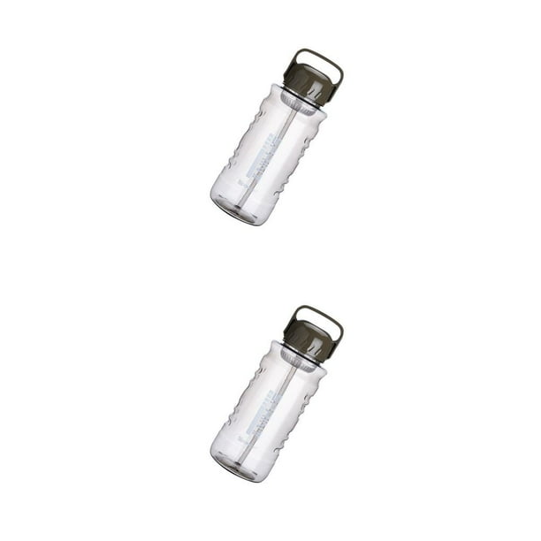 Botella de agua Yuarrent con asa y pajilla para exteriores plástico a prueba de fugas deportes senderismo pesca viajes ciclismo Café 1000ml 2piezas