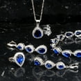 thumbnail image 2 of Womens 4 Pc Water Drop Jewelry Set, 925 Sterling Silver, Sapphire CZ, Ring 7, 2 of 5