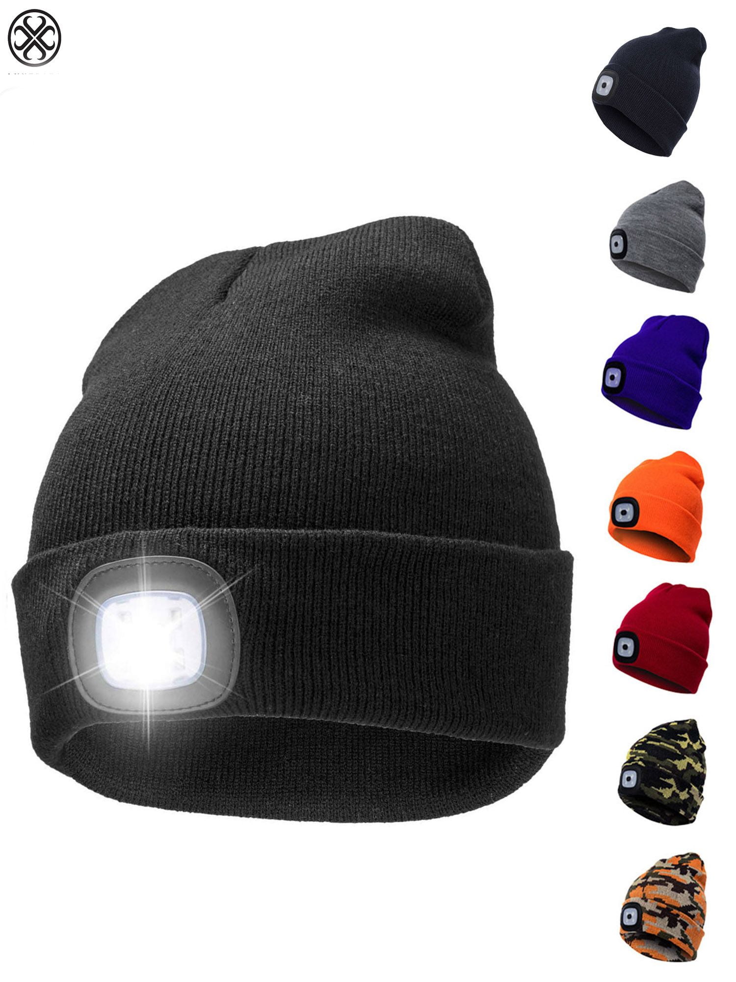 Camping at Night Biking Winter Warm Knitted Flashlight Hat Outdoor Sports LED Hat Light Headlamp Flashlight for Hiking Presents for Boys Girls LED Lighted Beanie Hat for Kids Fishing Camping