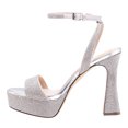 thumbnail image 2 of XYD Women Stylish Rhinestone Studs Platform Block High Heel Sandals Square Open Toe Ankle Buckle Strap Bridal Shoes Size 7 Silver, 2 of 4