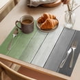 thumbnail image 3 of Sage Green Placemats Set&nbsp;of&nbsp;6 Grey Gradient Wood Grain Farmhouse Retro Striped Heat Insulation Washable Place Mats, Non-Slip Table Mats for Dining Table Party Kitchen Decor,13x19 Inch, 3 of 9