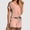 Pink women's 2 piece shorts set a1, variant on Cagogo Women's 2 Piece Shorts Set Casual Summer Cruise Outfits Loose V Neck Short Sleeve Tee Elastic Waist Comfy Pants Matching Lounge Sets Airport Travel Clothes, Blue 2XL