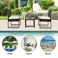 thumbnail image 4 of Patio Bistro Set, 3 Piece Bistro Table and Chairs Set, Outdoor Conversation Set with Cushions and Coffee Table, All Weather Wicker Furniture Set for Pool, Yard, Balcony, D8065, 4 of 7