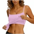 thumbnail image 2 of Tank Tops with Built in Bras Padded Summer Spaghetti Strap Sleeveless Cami Undershirts Fitted Basic Workout Shirts Featuring Soft Stretch Fabric Light Purple M, 2 of 7