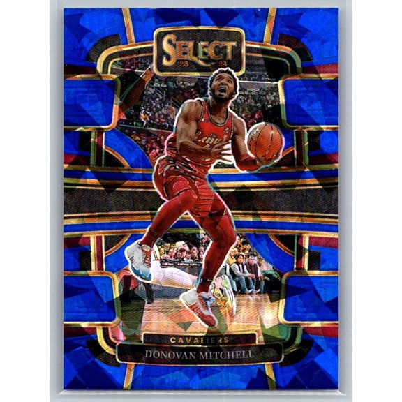 2023-24 Panini Select Donovan Mitchell Cleveland Cavaliers #38 Blue Cracked Ice Prizms Basketball Card