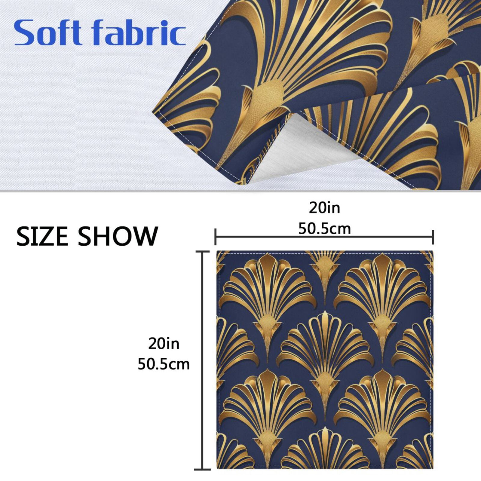 JSTEL Abstract Gold Fans Cloth Napkins Set of 6, 20x20 Inch Washable and Reusable Napkin for Decoupage Dinner Party Everyday Use