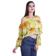 thumbnail image 3 of Moomaya Printed Casual Long Sleeve Tops Women Cold Shoulder Ruffle Sleeves Top, 3 of 5