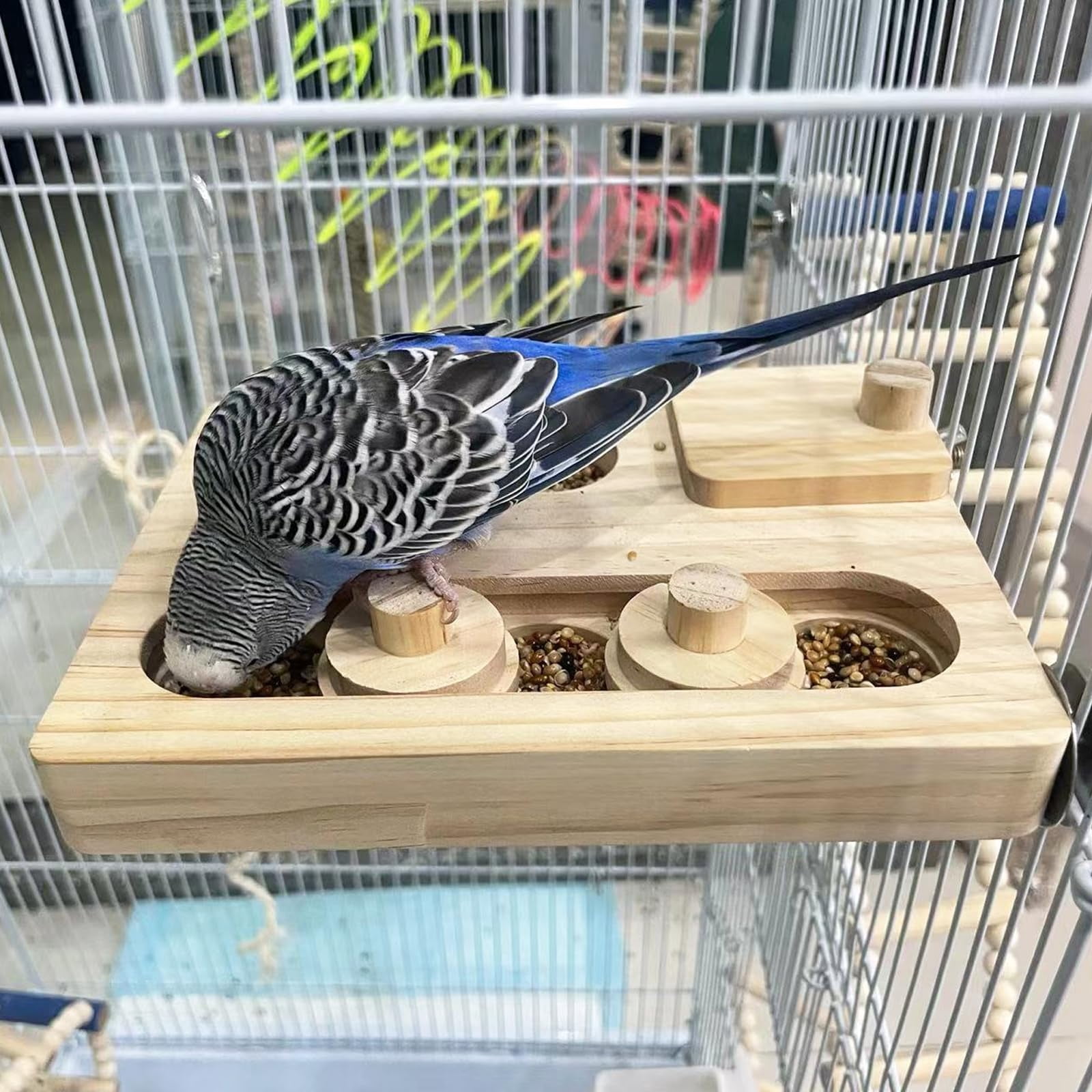 Wooden Bird Foraging Puzzle Toys for Parrots, Parakeet, Cockatiel, Sun Conures - Birds Interactive Mental Enrichment Toy, B ird Seed Slow Feeder Toy for Cage.