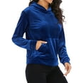 thumbnail image 5 of YouLoveIt Women's Velour Sweatshirt Long Sleeve Soft Hoodie Sweatshirt Winter Warm Pullover Hooded Tops Casual Active Sweatshirt Jacket Coat Velvet Sweatshirt Plus Size, 5 of 6