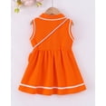 thumbnail image 3 of KIMI BEAR 7T Big Girls Dress 8T Child Girls Summer Clothes Sleeveless Polo Dress A-line Pleated One-piece Overalls with Bag 2pcs Orange, 3 of 9