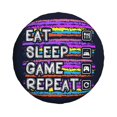 thumbnail image 5 of DouZhe Waterproof Spare Tire Cover, Eat Sleep Game Repeat Gaming Design Prints Adjustable Wheel Covers Fit for Jeep Trailer RV SUV Car, 16 inch, 5 of 7