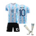 thumbnail image 1 of 2021 Argentina No.10 Leo Messi Camiseta de fútbol No.10 Camiseta para jóvenes/niños Conjunto de camiseta de fútbol de local corto con calcetín-18 (100-110 cm)- BmatwkZeng Bmatwk Jersey, 1 of 2