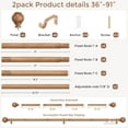thumbnail image 4 of Wood Curtain Rods for Windows 48 to 84 Inch, Boho Vintage Decorative 1 Inch Adjustable Heavy Duty Curtain Rod, Rustic Farmhouse Drapery Pole with Netted Imitation Wood Grain Finials, 4 of 12