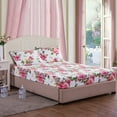 thumbnail image 2 of DaDa Bedding Romantic Roses Lovely Spring Pink Floral Fitted Bed Sheet w/ Pillow Cases (JHW879-Fitted), 2 of 6