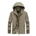 thumbnail image 5 of Kmdttou Men's Rain Jacket Waterproof with Hooded Hiking Coat Lightweight Outdoors Raincoat Insulated Mountain jackets Khaki 4XL, 5 of 5