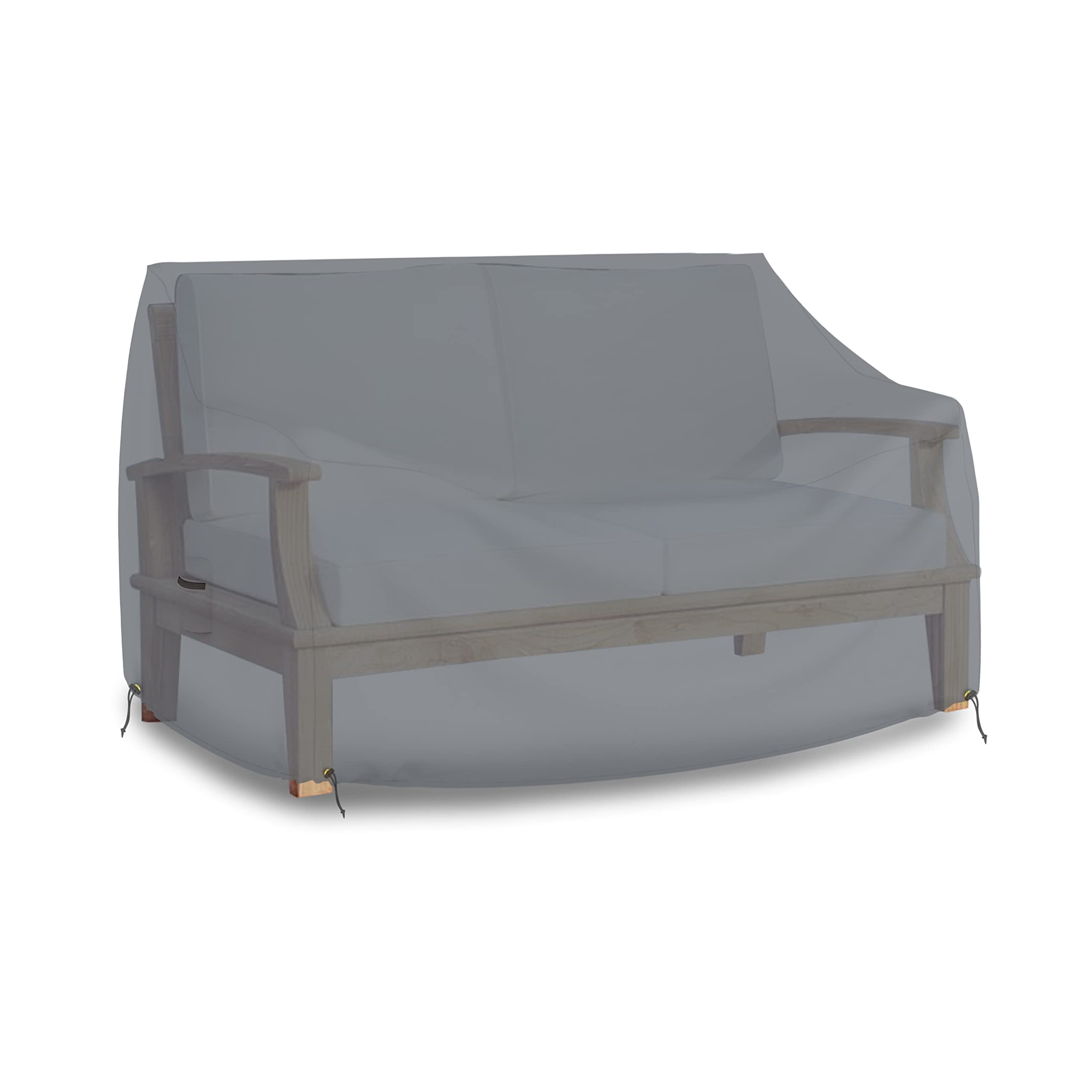 COVERS&ALL Outdoor Loveseat Sofa Cover, 12 Oz Waterproof UV & Weather Resistant Patio Furniture Bench Cover Outdoor Use with Air Vent & Drawstrings (70"W x 35"H x 38"D x 15"FH, Grey)