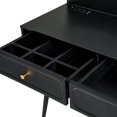 thumbnail image 2 of DreamBuck Modern Makeup Vanity Desk with Mirror and Lights, Retractable Dressing Table with Drawers and Cabinet, Compact Makeup Table Set with Power Outlet for Bedroom, Black, 2 of 8