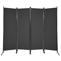 Costway 4-Panel 5.6ft Room Divider Folding Fabric Privacy Screen w/Steel Frame Black