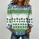 thumbnail image 2 of TaTaai 2026 Spring St Patrick Day Solid Color Top for Women Long Sleeve Patchwork Round Neck Casual Blouse Soft Comfy Shirt Daily Holiday Celebration Outfits Gift, 2 of 5