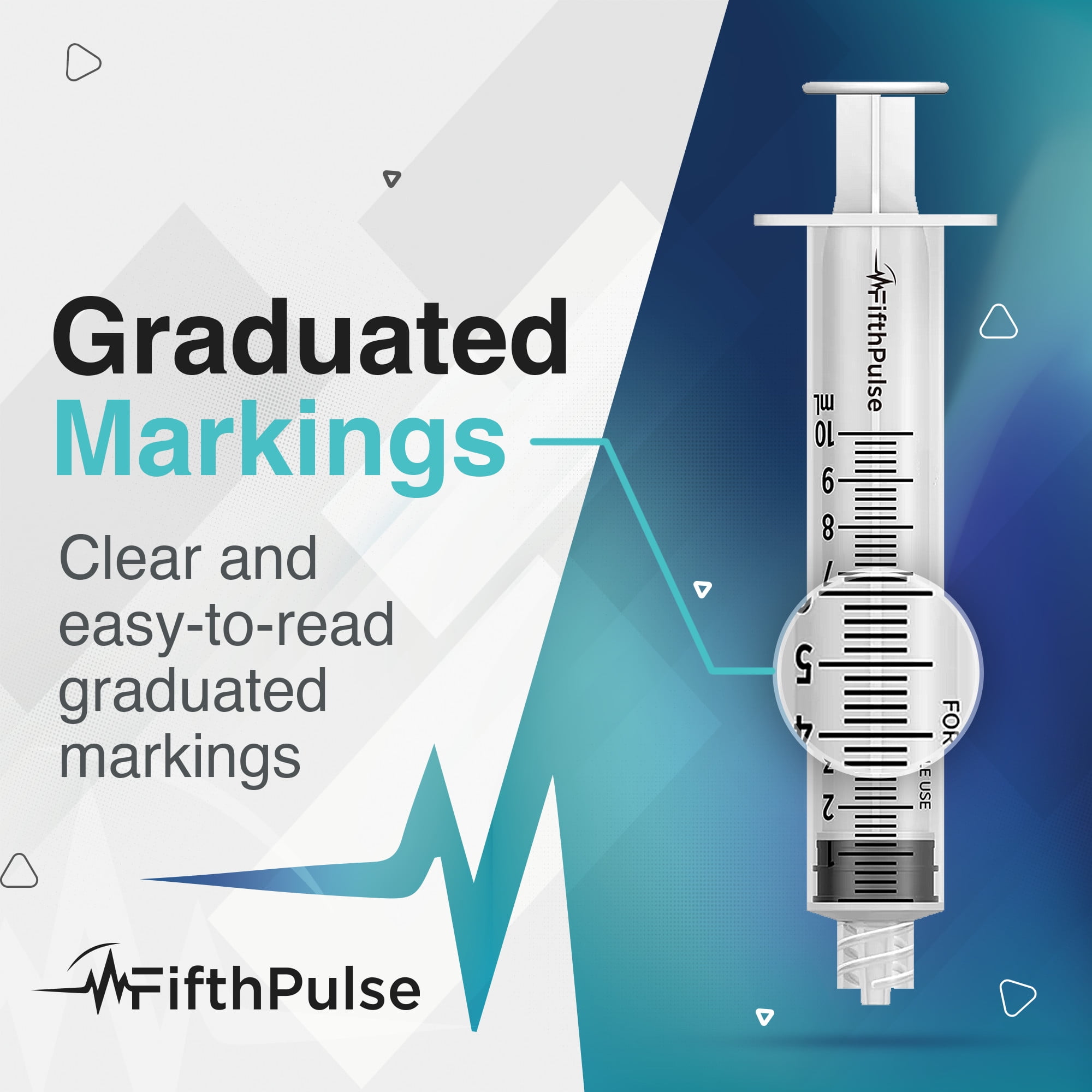 FifthPulse 60ml Syringe with Luer Lock (NO Needle) - Measurement Dispensing, Sterile, Individually Wrapped - 25-Pack