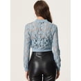 thumbnail image 4 of Chaqueta De Béisbol Causal De Manga Larga De Ganchillo Transparente De Encaje Para Mujer Negro Gris Azul L, 4 of 4