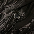 thumbnail image 6 of KHONTS Men's Sequins Velvet Shawl Lapels Stage Party Prom Wedding Dinner Suit Jacket Blazer Black XS, 6 of 9