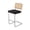 Black, variant on Hawsaiy Rattan Bar Stools Set of 2, 26" Counter Height Bar Stools with Solid Wood & Cane Back, Upholstered PU Leather Kitchen Island Stools with Chrome Metal Legs & Footrest, Brown