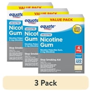 (3 pack) Equate Uncoated Nicotine Gum 4 mg, Original Flavor, 220 Count – Stop Smoking Aid