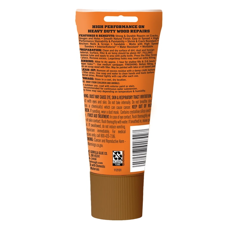 Gorilla Wood Filler Walnut Color, 6 Ounce Tube photo 8