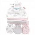 thumbnail image 2 of Hudson Baby Infant Boy Cotton Cap and Scratch Mitten Set, Cloud Mobile Pink, 0-6 Months, 2 of 7