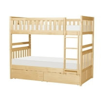 Lexicon Bartly Pine Wood Twin/Twin Bunk Bed with Storage Boxes in Natural Pine