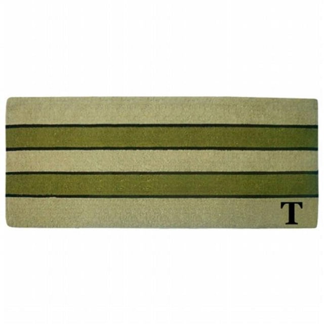 Nedia Home 9374745T 24 x 57 Pouces Pistache Robuste Coco Tapis Monogramme T