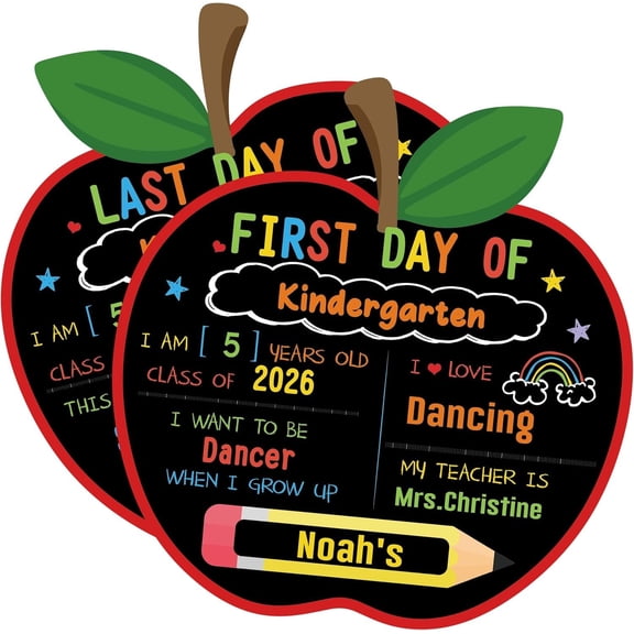 First and Last Day of School Board, Double Sided Photo Prop Sign for , to School Memories Chalkboard ( Shape)