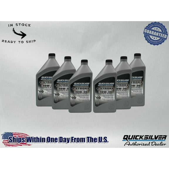 Quicksilver OEM Semi Synthetic 10W30 Marine Oil Quarts 92-8M0142135 6 Pack