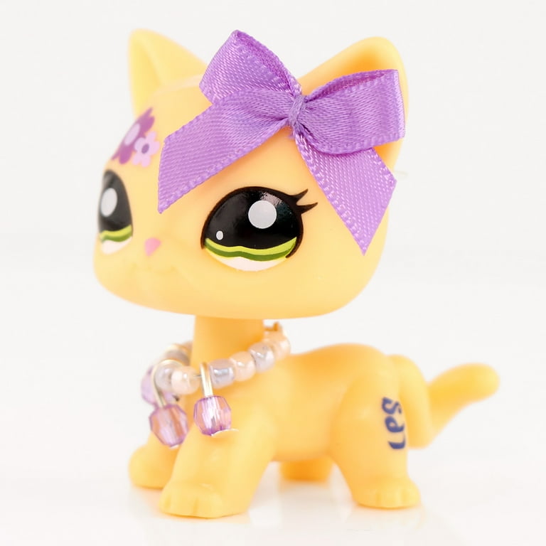 Mini lps shop Flower Blond Shorthair Cat #1962 with Purple