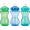 Nuby No-Spill Easy Grip Cup, 10 Ounce 3 pack Green, Blue, Aqua
