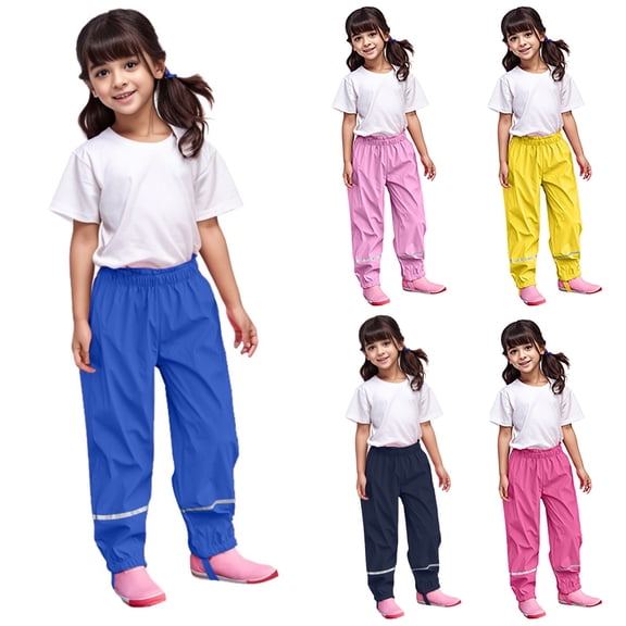 YAYUBA Boys Girls Reflective Water Proof Rain Pants Lightweight Rainwear, Yellow, 4-5 Years