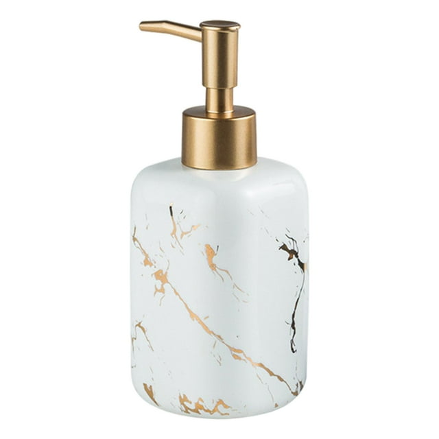 Dispensador de jabón con diseño de mármol, botella de loción de 300 ml para accesorios de baño, color blanco