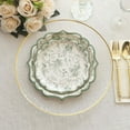 thumbnail image 2 of CUITING 25 Pack White Pink Paper Dessert Plates in Damask Floral Pattern  8” Round Disposable Salad Appetizer Plates with Scalloped Rims - 300 GSM, 2 of 11