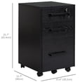 thumbnail image 2 of Black 3-Drawer Vertical File Cabinet with Lock - Rolling Office Storage for Home & Desk – Letter/A4 Hanging Bars, 25.7" High, 2 of 7