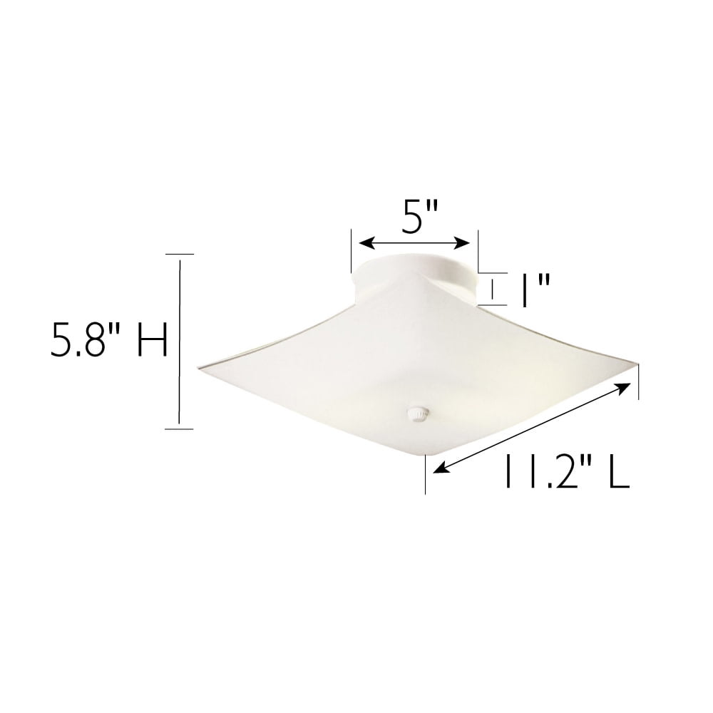 Design House 501338 Two-Light Square Frosted White Glass Semi-Flush Ceiling Mounted Light 11-inch, White