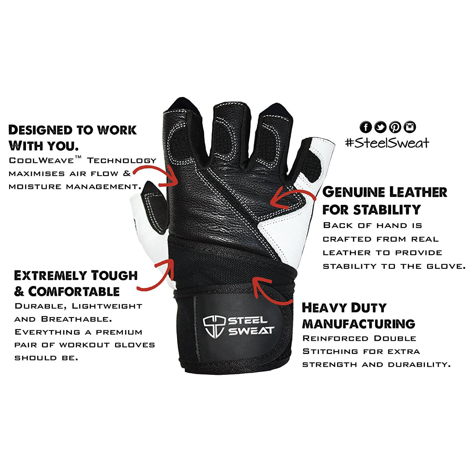 B25j Steel Sweat Gym Gloves For Women Size Medium 