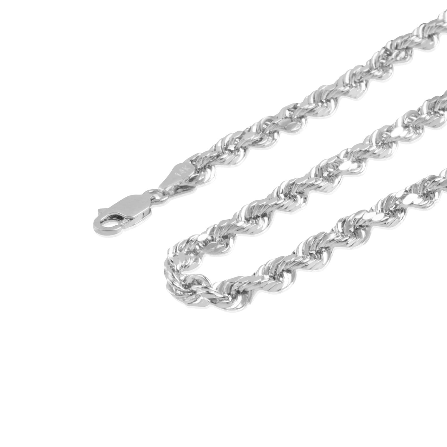 14K Gold 4.00MM Rope (Diamond Cut) Chain Necklace for Men and 
