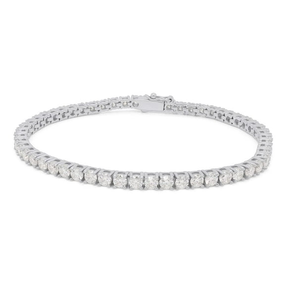 Round Cut Lab Created Moissanite Diamond 4MM Width Tennis Chain Bracelet In 14k White Gold Over Sterling Silver Jewelry (G-H Color, VVS1 Clarity, 9.75 Ct) 7" Long