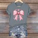 thumbnail image 1 of Xuyuer Valentine's Day Shirts for Women:Cute Love Heart Tshirts Graphic Tees Valentine Casual Short Sleeve Top bow tie fashion casual printed round-neck short-sleeved T-shirt top, 1 of 6