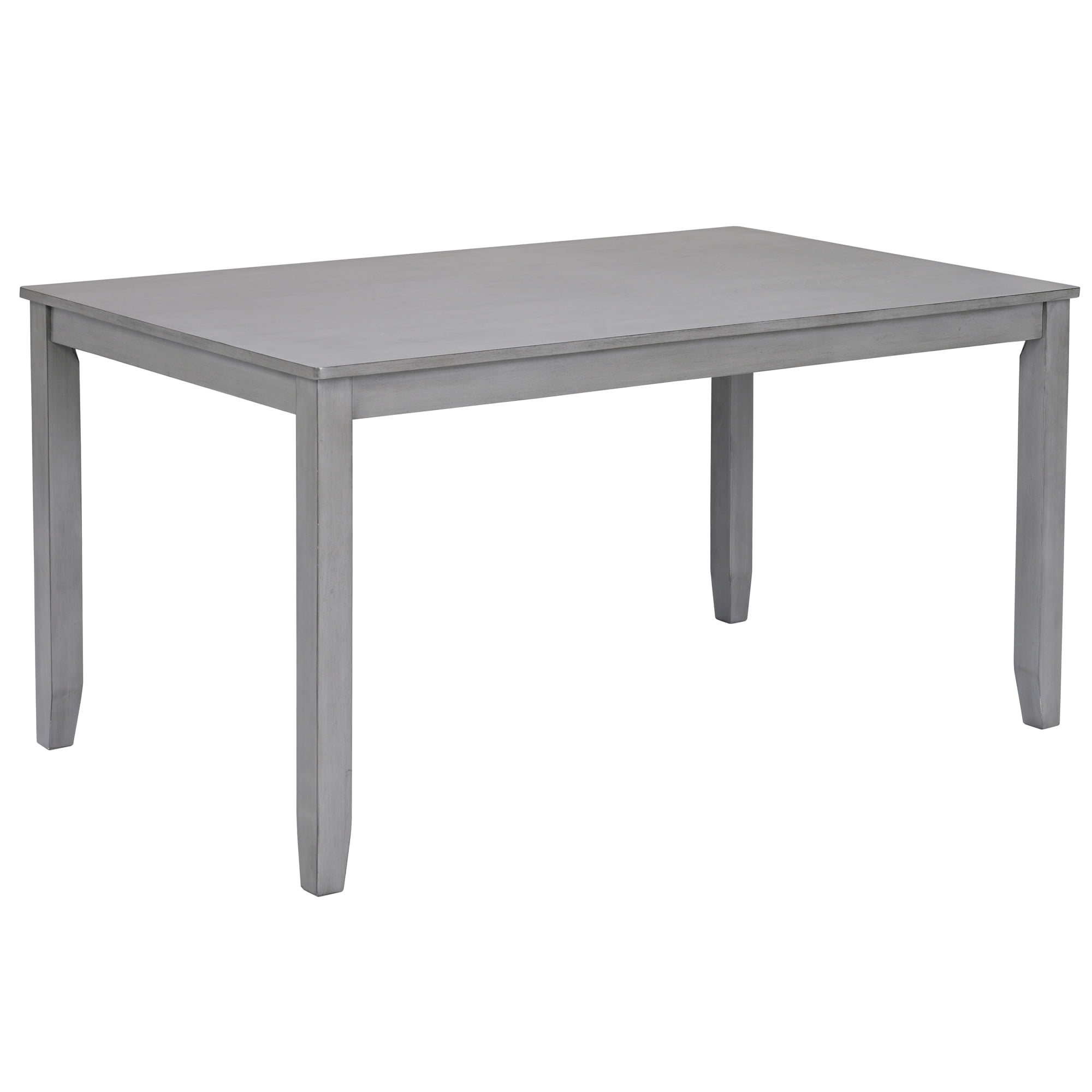 6-Piece Dining Set, Rectangular Wooden Table with 4 Upholstered Chairs and Bench, Gray