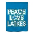 thumbnail image 2 of ThisWear Hanukkah Party Supplies Hanukkah Peace Love Latkes Vertical House Flag Blue, 2 of 3